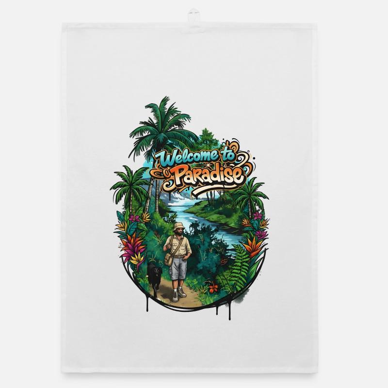 Willkommen im Paradies Pfad Organic Geschirrtuch