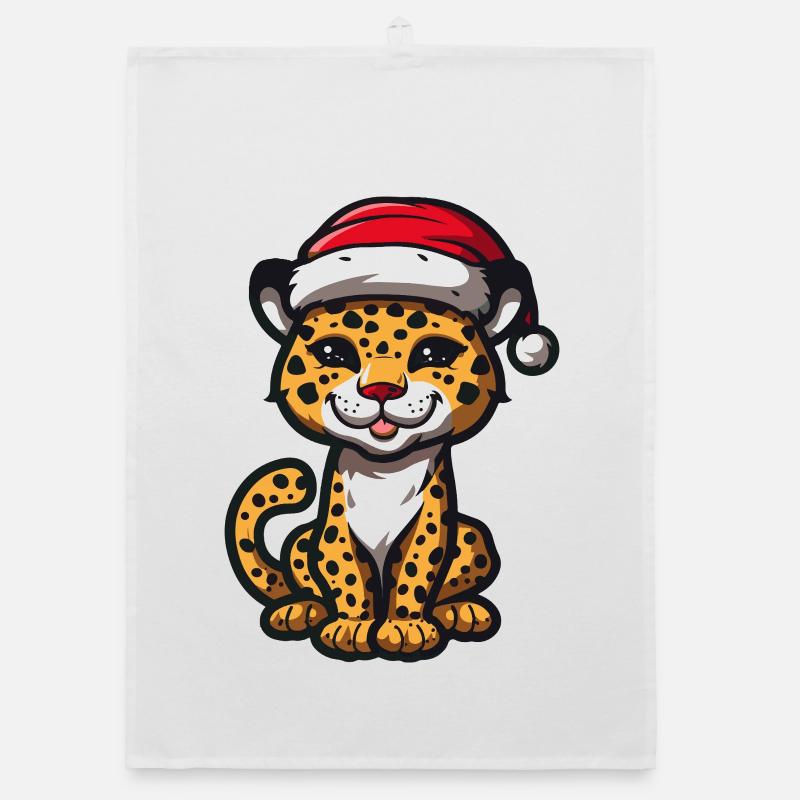 Leopard Weihnachten Organic Geschirrtuch