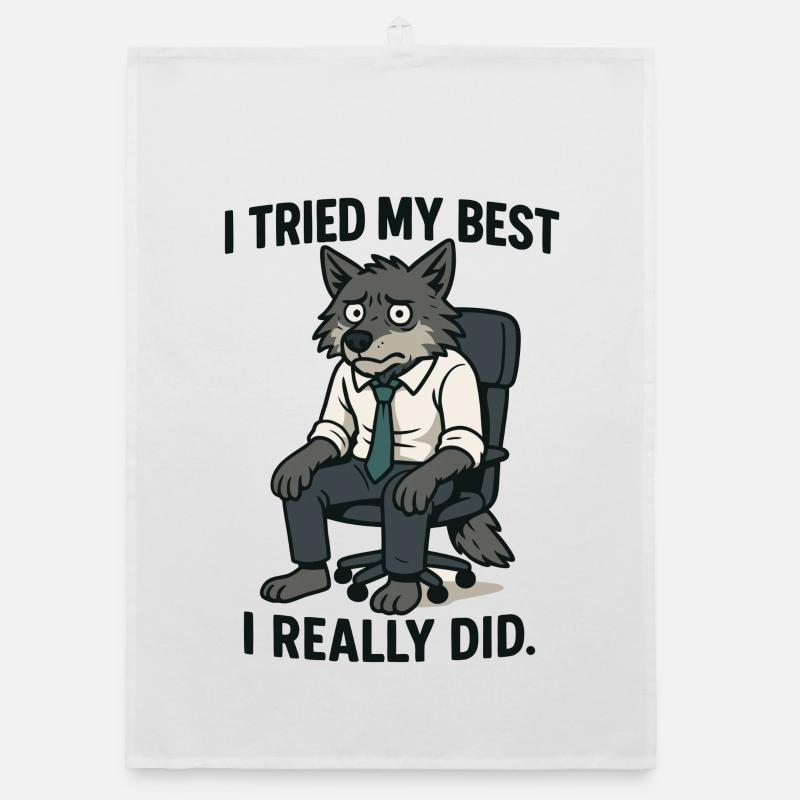 Büro-Wolf mit Krawatte Organic Geschirrtuch