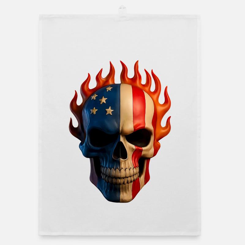 Flammende Flagge Schädel Organic Geschirrtuch