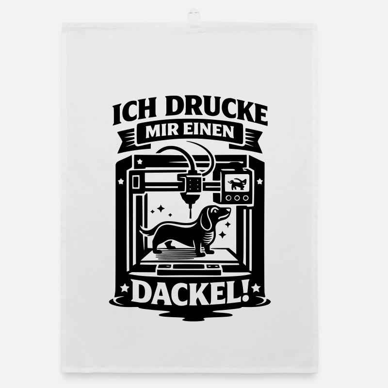 Dackel 3D Drucker Basteln Hund - Organic Geschirrtuch - Weiß