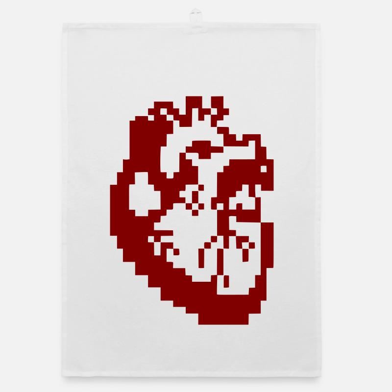 Schwarzes Herz Pixel Anatomie Organic Geschirrtuch