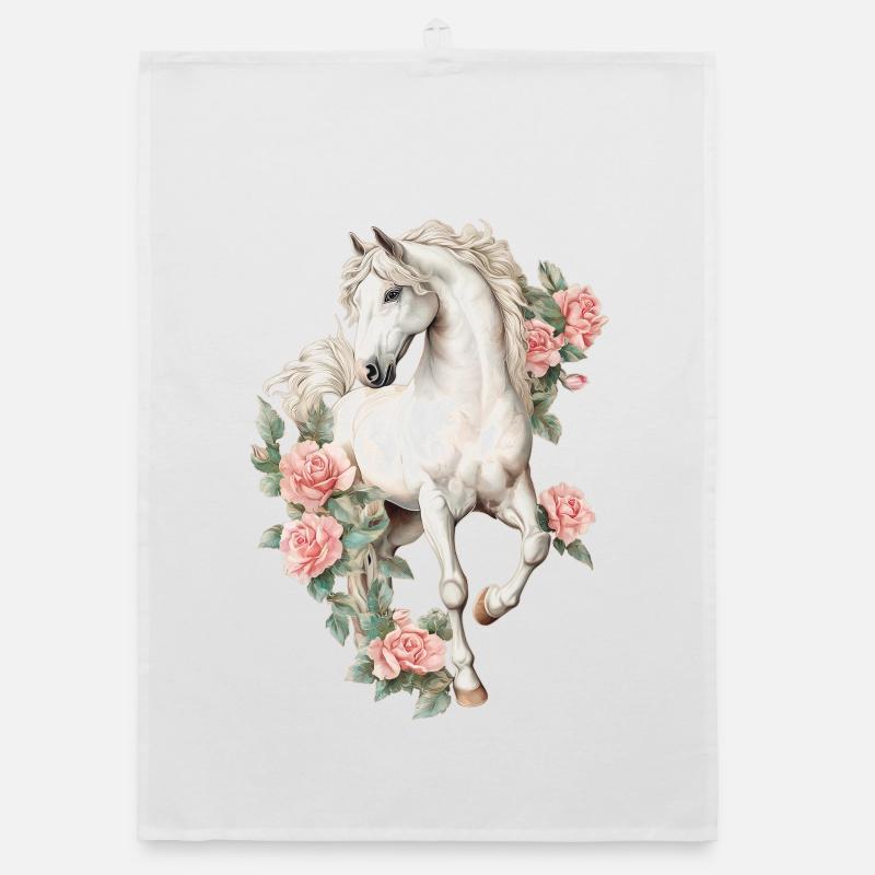 Cheval aux roses Torchon bio