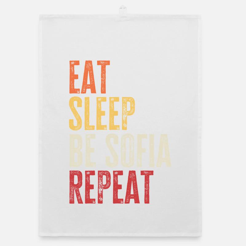 Eat Sleep Be Sofia Repeat Retro Name Organic dish towel