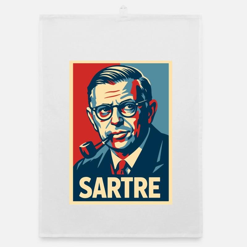 Sartre Pop Art Porträt Organic Geschirrtuch