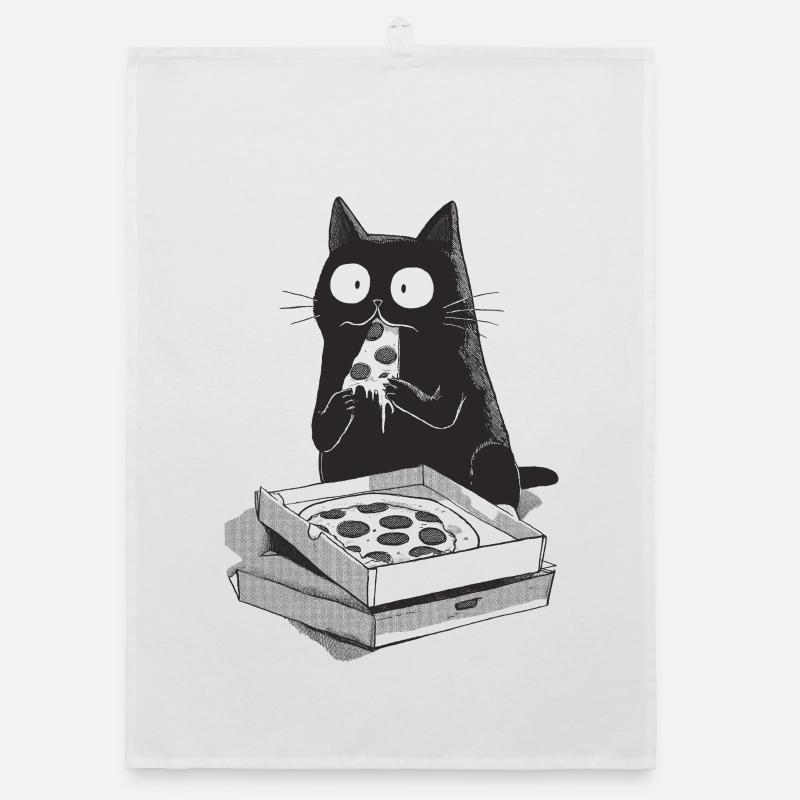 Pizza-Katze Organic Geschirrtuch