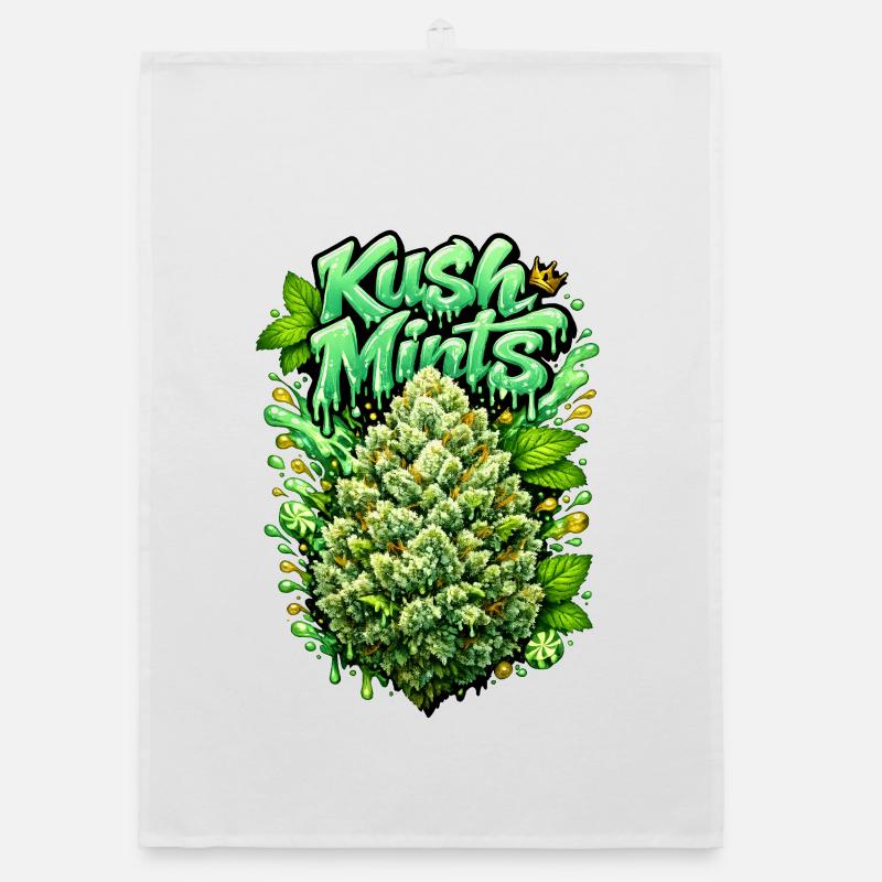 Kush Mints Graffiti Bud Print Organic dish towel