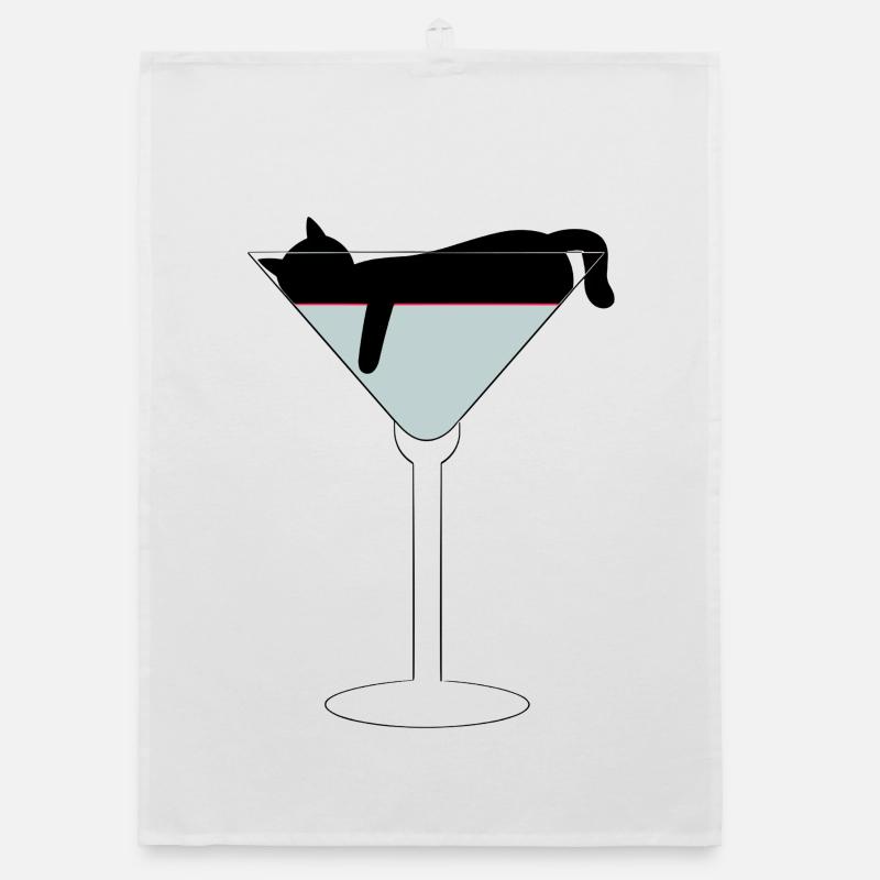 Cat in Glass Silhouette Organic dish towel