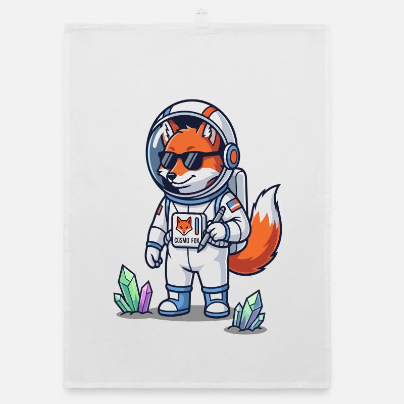 Cosmo Fox Astronaut Space Explorer Organic Geschirrtuch
