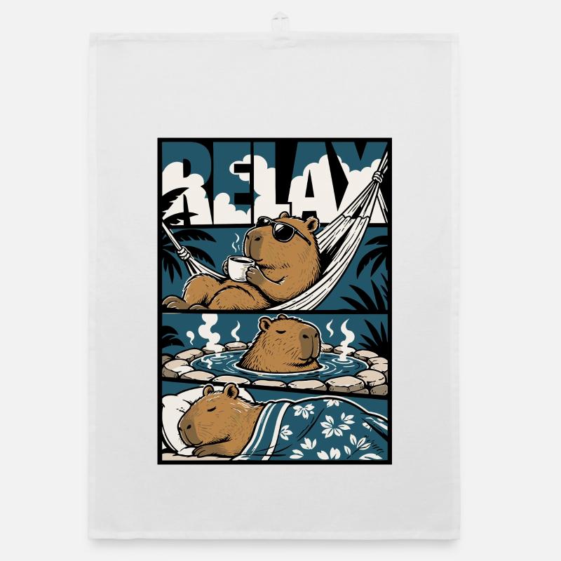 Relax Capybara Wellness Motiv Organic Geschirrtuch