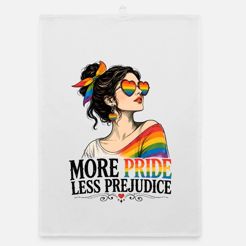 Plus d’orgueil moins de préjugés : design rétro LGBTQ Torchon bio
