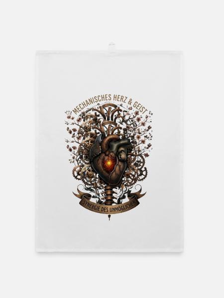 Herz Anatomie- Mechanisches Herz Steampunk - Organic Geschirrtuch - Weiß - Vorne