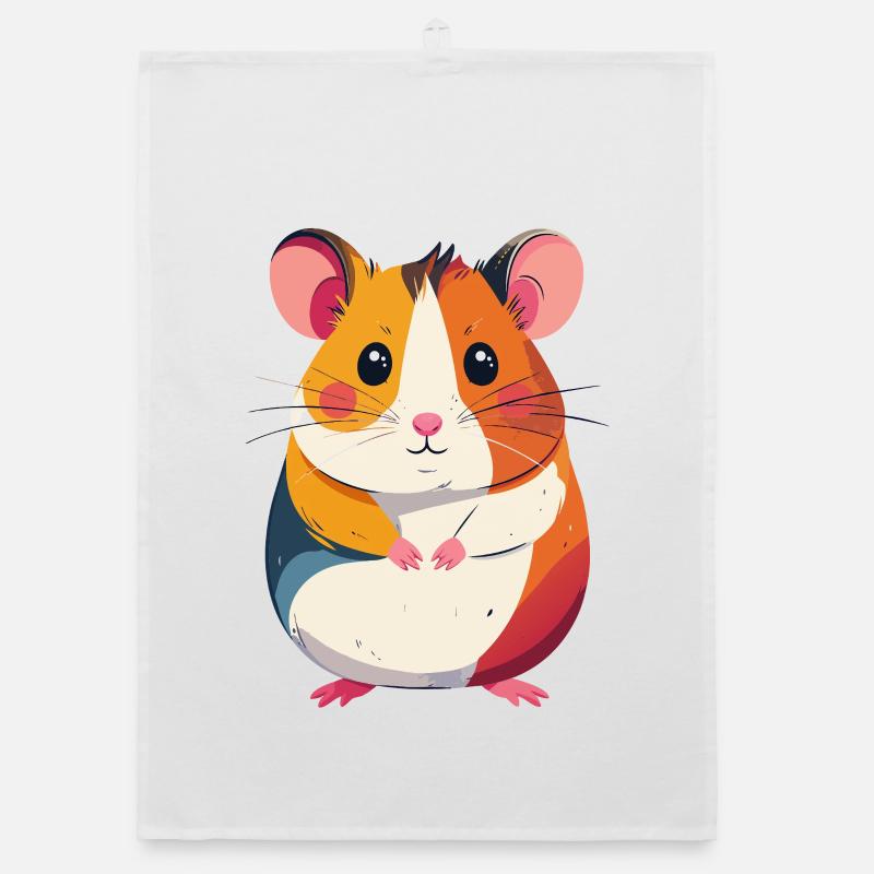 cute little colorful hamster patchwork motif Organic dish towel