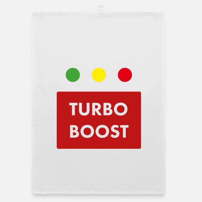 Turbo Boost Retro Text Organic dish towel