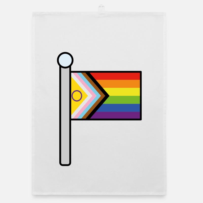 Inclusive Progress Pride flag pole Organic dish towel