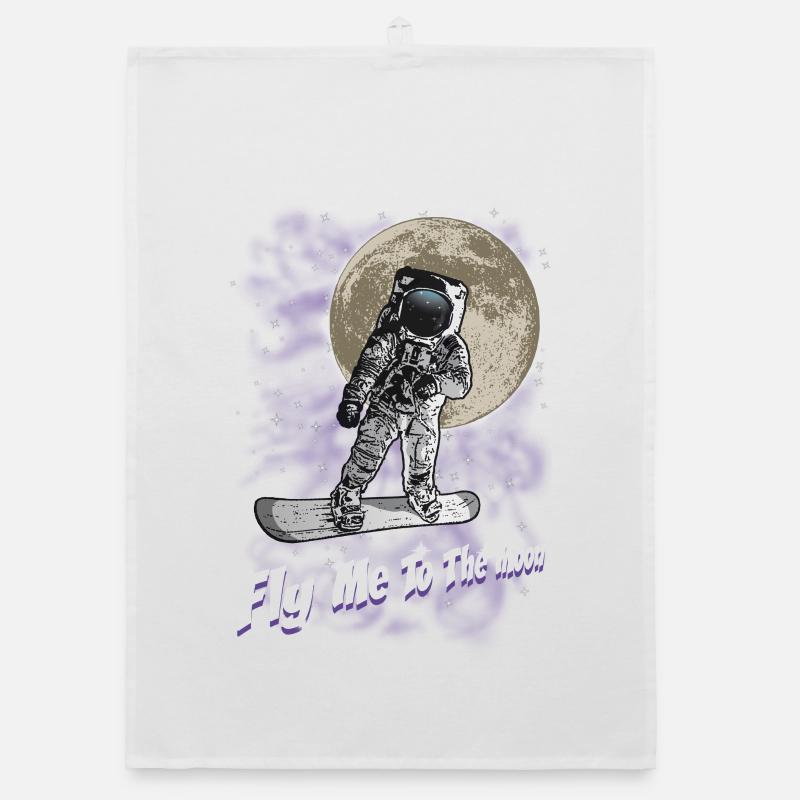 Mond Snowboarder Organic Geschirrtuch