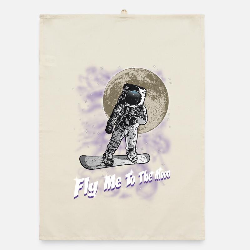 Moon snowboarder Organic dish towel