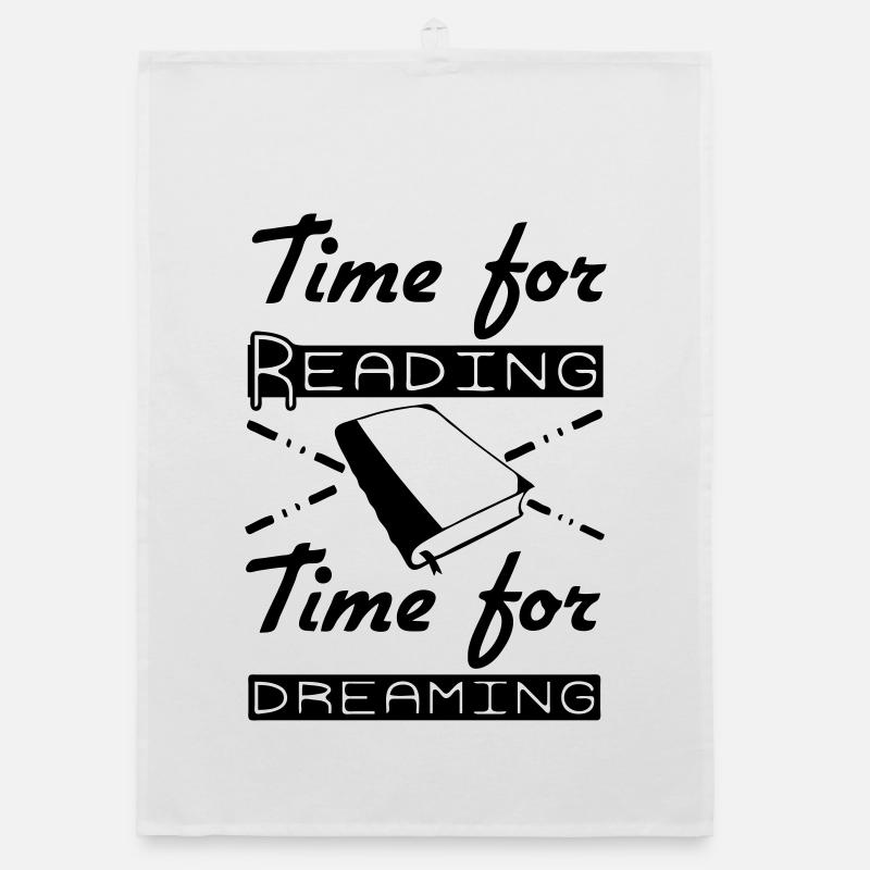 Time for Reading & Dreaming - Organic dish towel - white