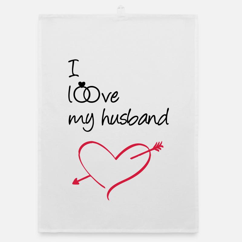J’aime mon mari Cadeau Mariage Amour Mariage - Torchon bio - blanc