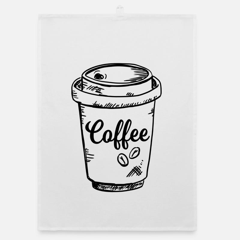 Coffee To Go Im Pappbecher - Organic Geschirrtuch - Weiß