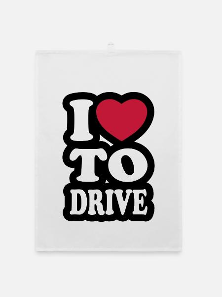 I love to drive - J'aime conduire - Torchon bio - blanc - Devant