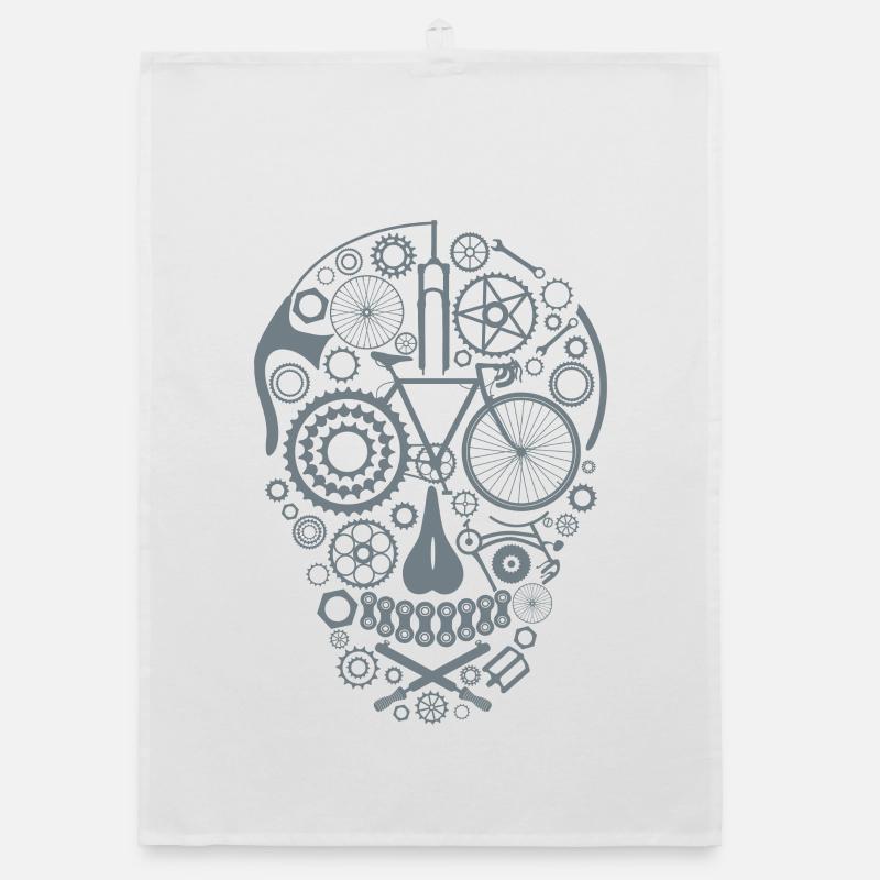 Bicycle Skull grey Organic Geschirrtuch