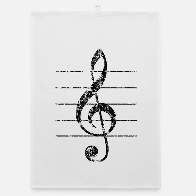 Violin key, musical key Organic dish towel