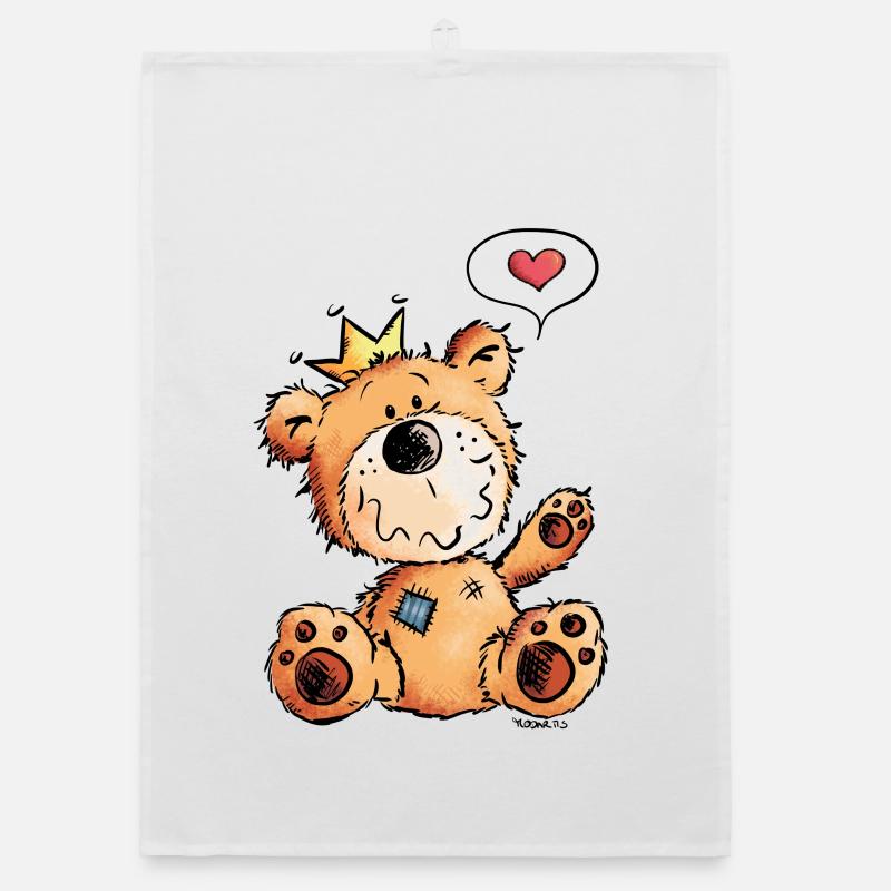 Love Bear - Teddy - Funny - Comic - Cute - Organic dish towel - white