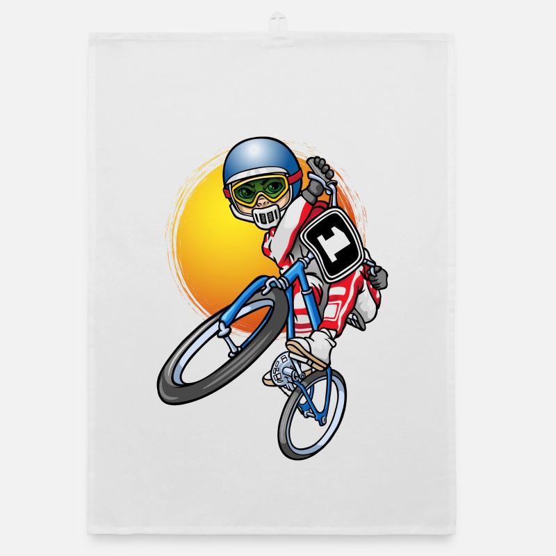 Cycliste de BMX - Torchon bio - blanc