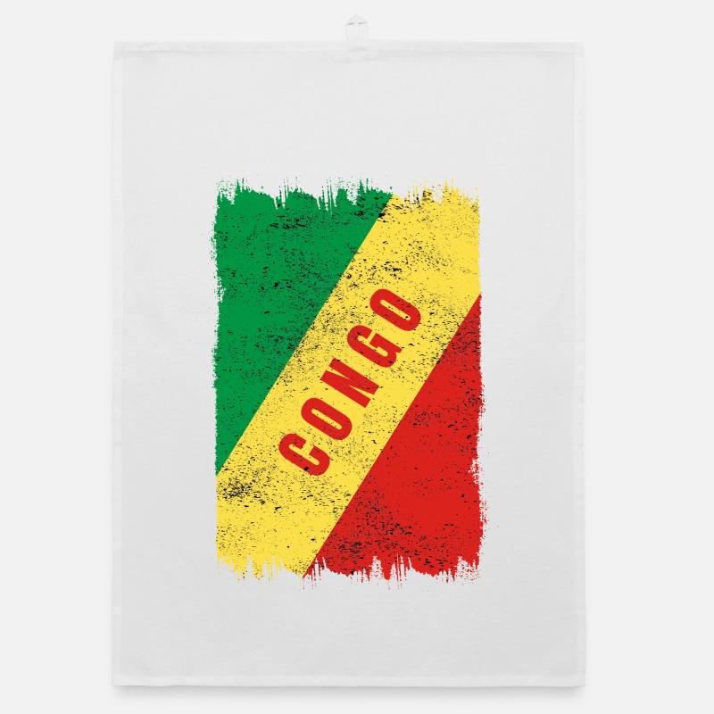 Kongo Flagge Organic Geschirrtuch