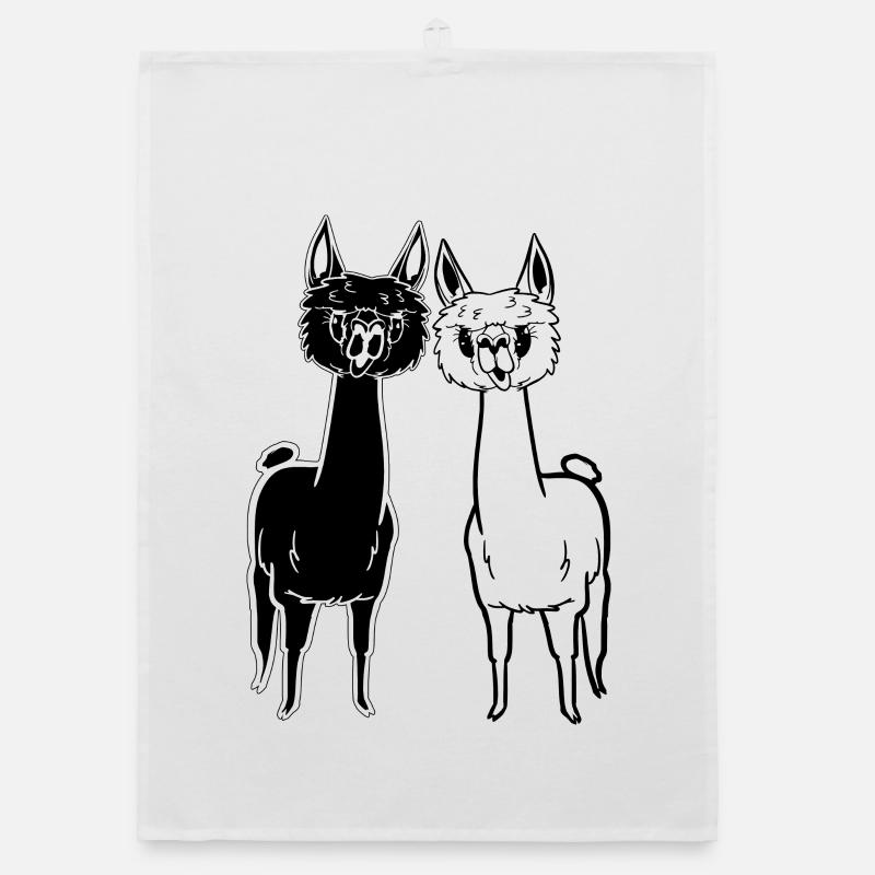 Funny Alpacas Comicstyle - 2 Alpacas Ultracute Organic dish towel