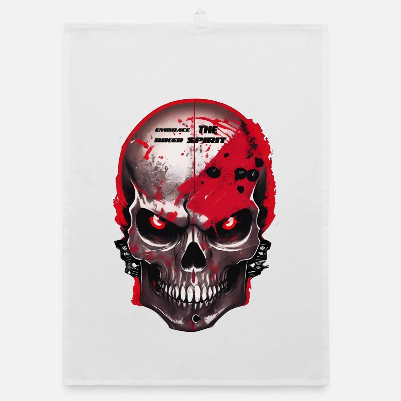 Biker Skull Organic dish towel