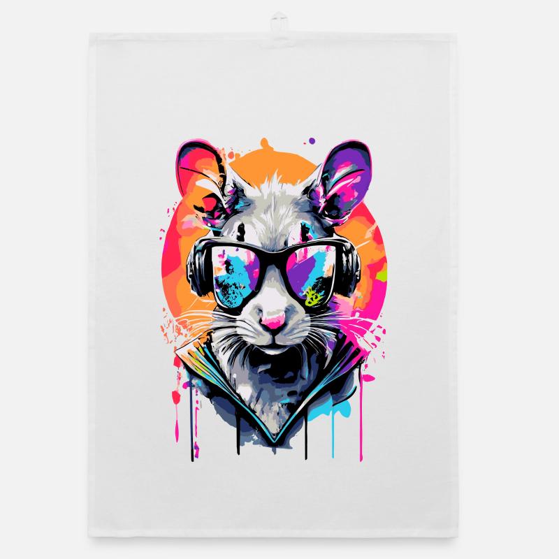 Känguru Farbenfroh - Retro Kangaroo Sonnenbrille Organic Geschirrtuch