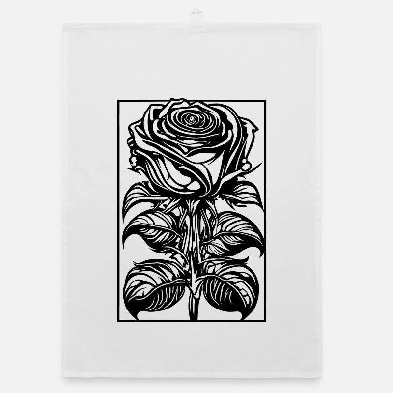 Romantic Rose with Frame Organic dish towel