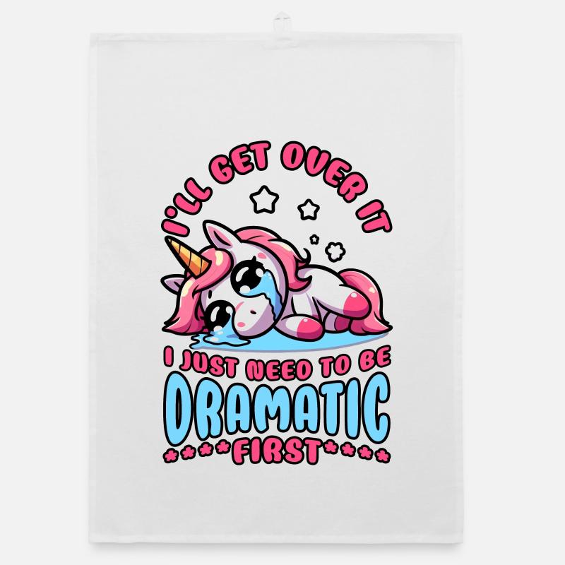 Lazy Crying Unicorn: I Just Need To Be Dramatic Organic dish towel