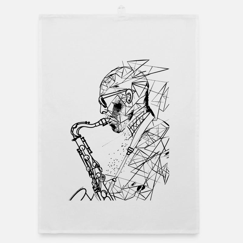 Dessin de saxophoniste Torchon bio