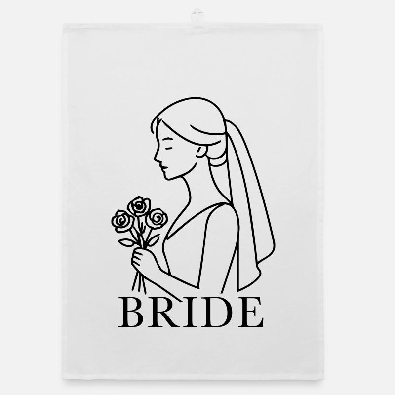 Illustration Mariée - Torchon bio - blanc