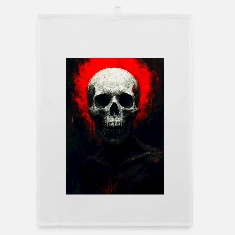 Schädel in roter Glut Organic Geschirrtuch