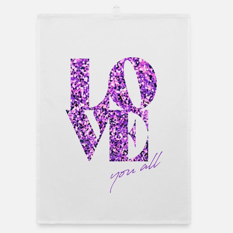Violet Glitter Love Affirmation Design Organic dish towel