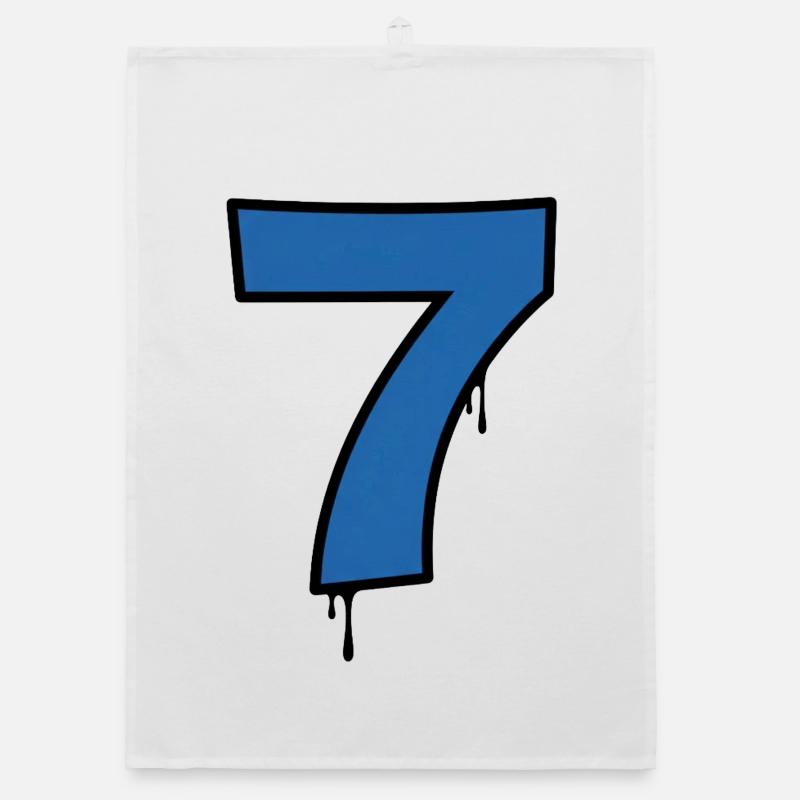 Graffiti Seven Blue Drops Organic dish towel