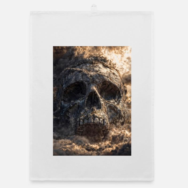 Skull in Storm Clouds Organic dish towel