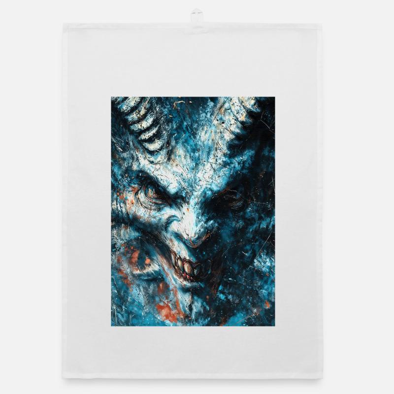 Grimmiger Eiswyrm-Porträt Organic Geschirrtuch