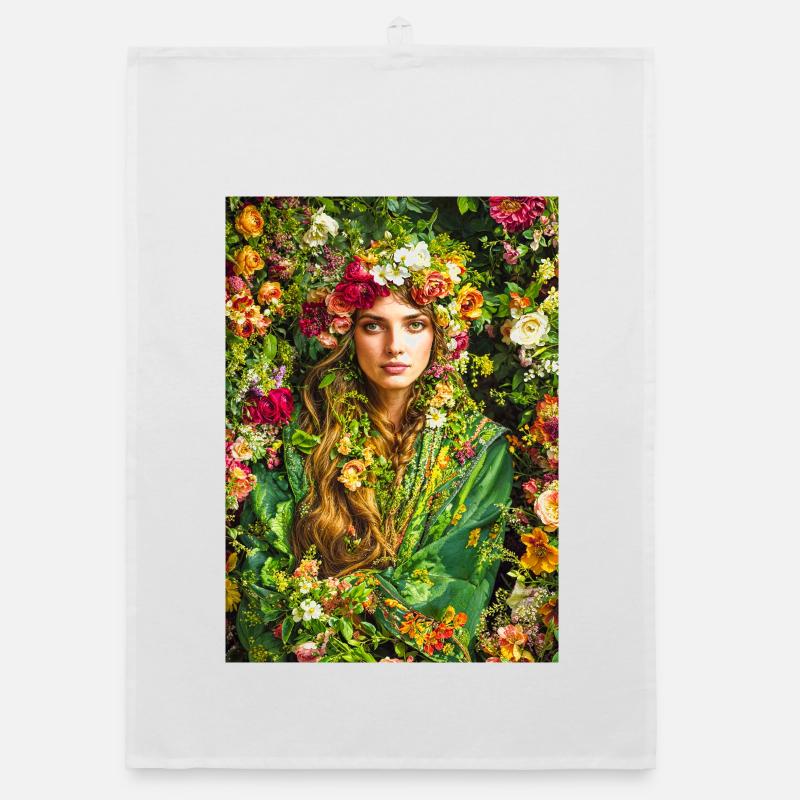 Spring Bloom Floral Crown Organic dish towel