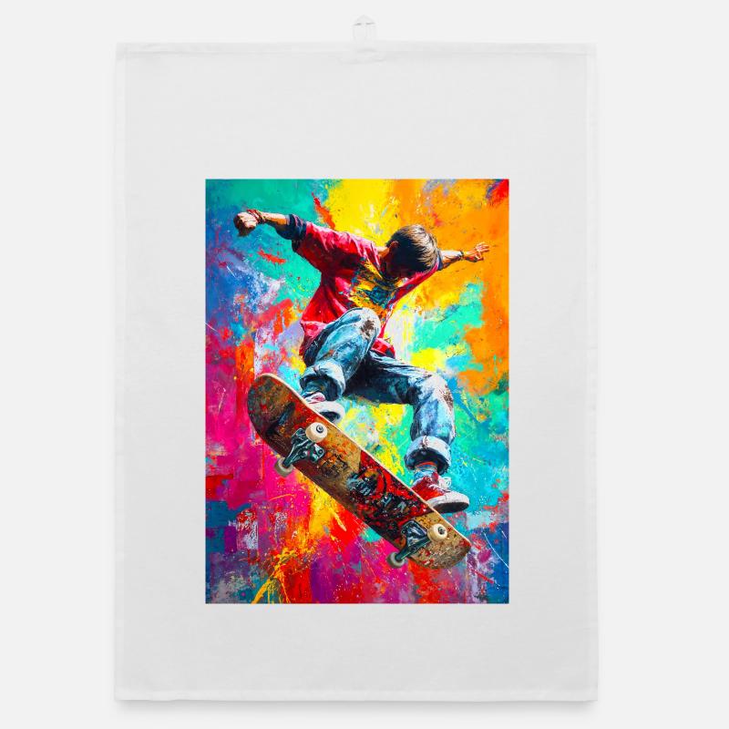Chromatic Skateboard Splash Organic dish towel