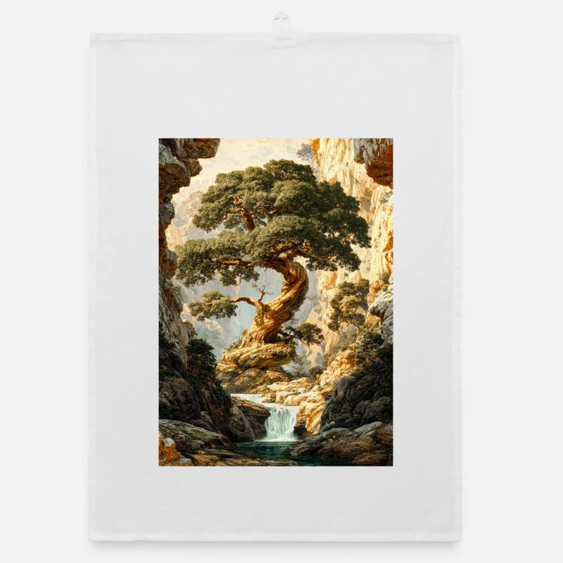 Ancient Tree in Canyon Falls Organic dish towel