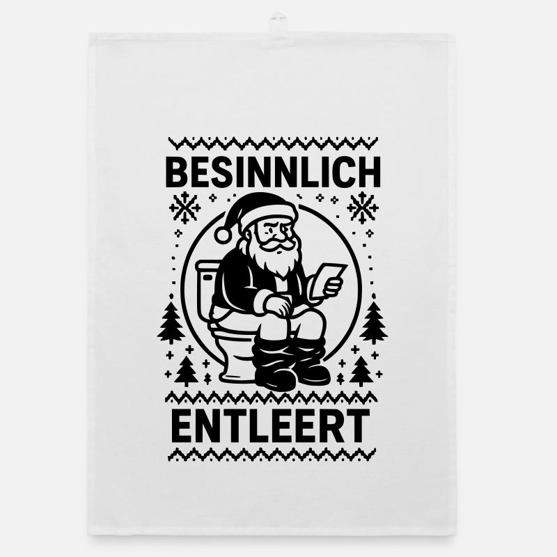 Besinnlich Entleert Santa Weihnachtsmann Toilette - Organic Geschirrtuch - Weiß