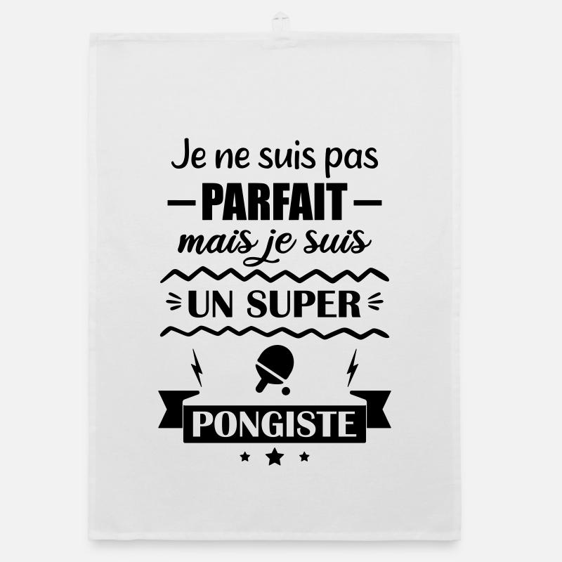 Super Pongiste Tennis de Table Ping-Pong Ping Pong - Torchon bio - blanc
