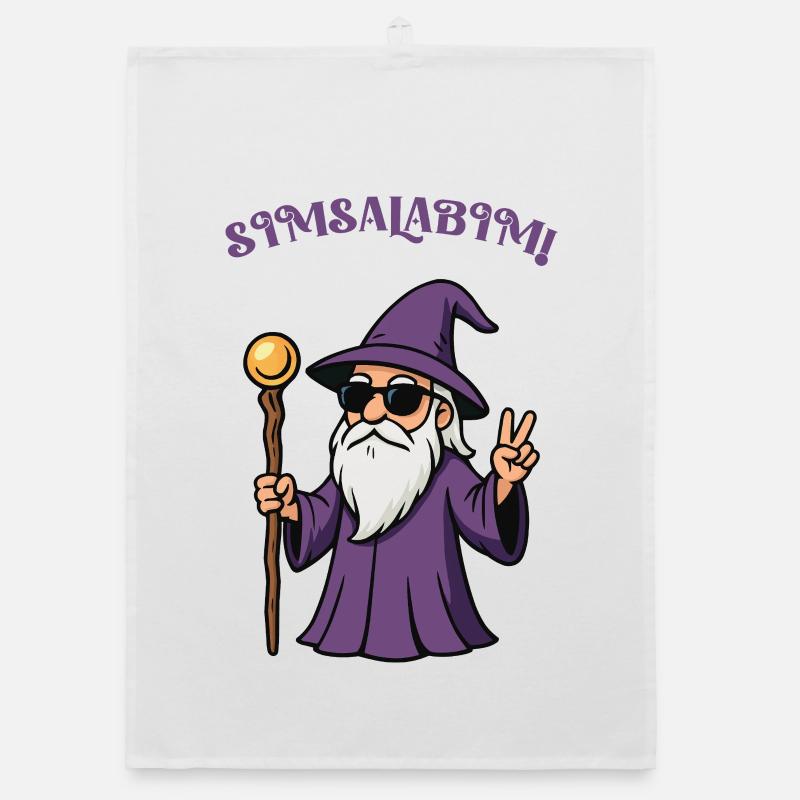 Signe de paix du sorcier violet Torchon bio