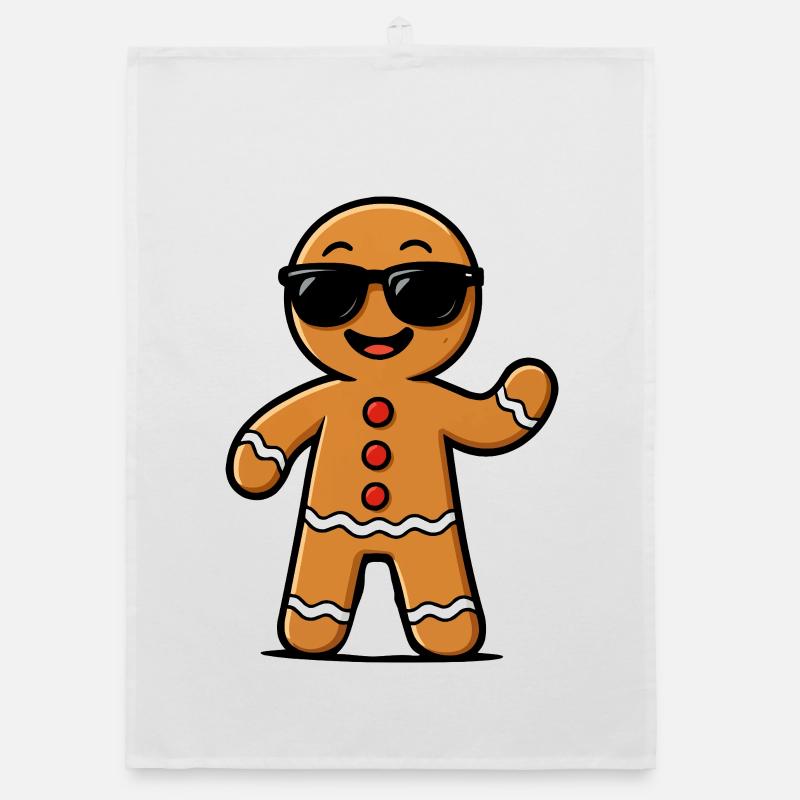 Gingerbread Man with Sunglasses Organic dish towel