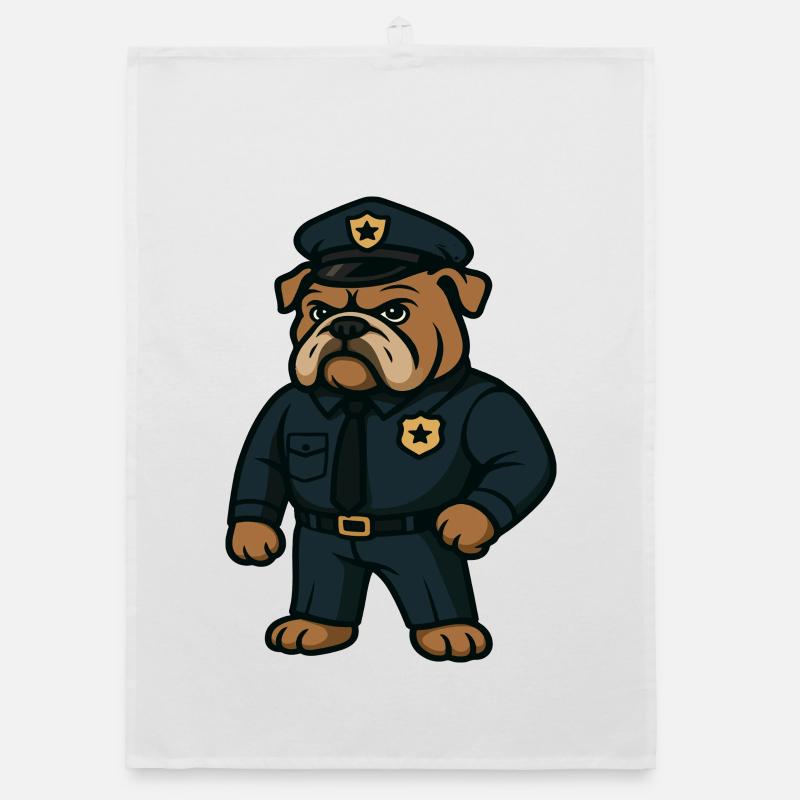 Mascotte de bouledogue policier Application de la loi Design Torchon bio